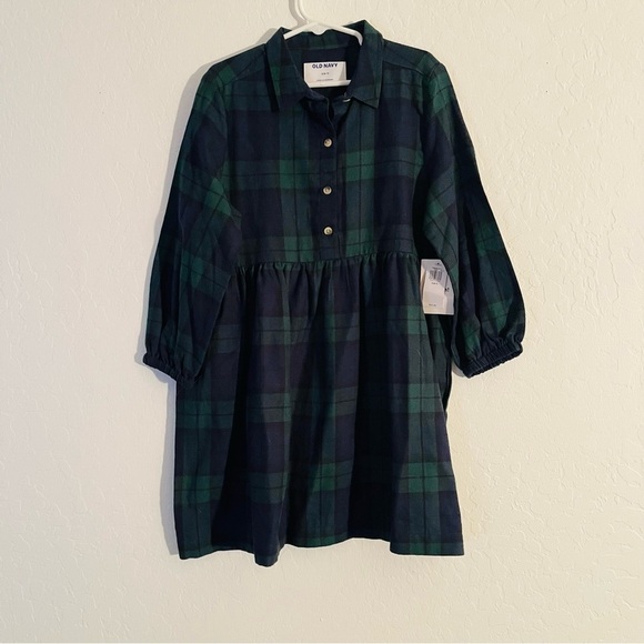 Old Navy Other - Girls Old Navy Dress in Navy and Green Plaid